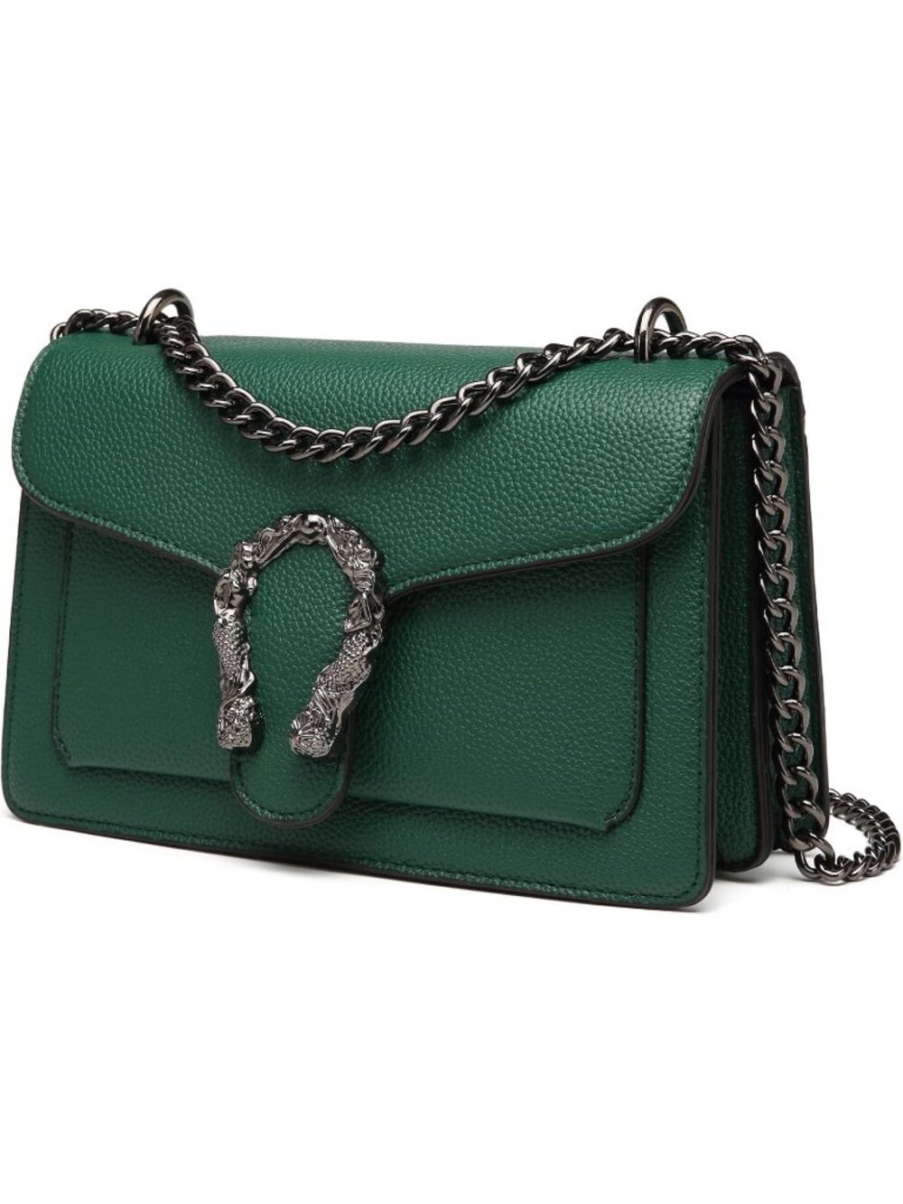 Women's Green Quilted Small Pu Leather Shoulder Purse Chain Crossbody Bag